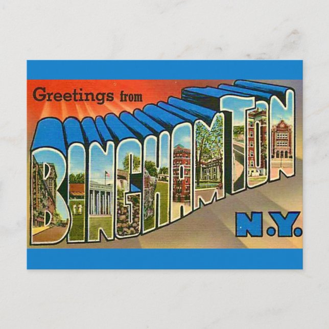 Tarjeta postal antigua de Binghamton NY (Anverso)