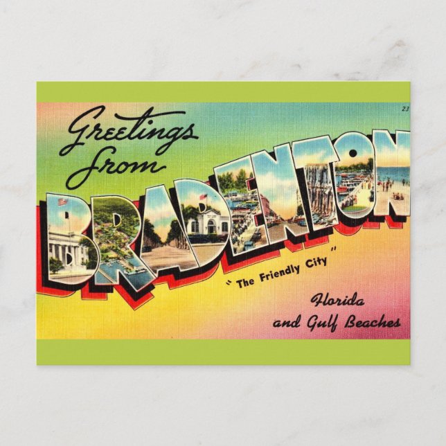 Tarjeta postal antigua de Bradenton FL (Anverso)