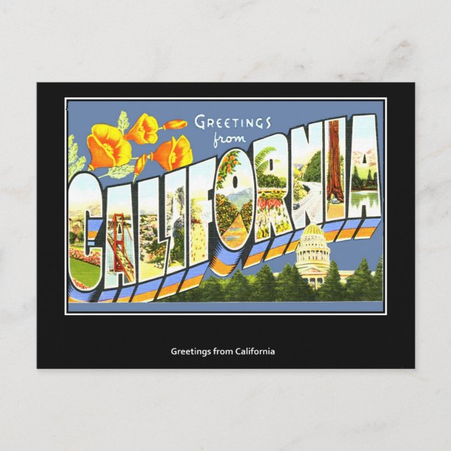 Tarjeta postal antigua de California (Anverso)