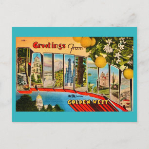 Tarjeta postal antigua de California Greetings