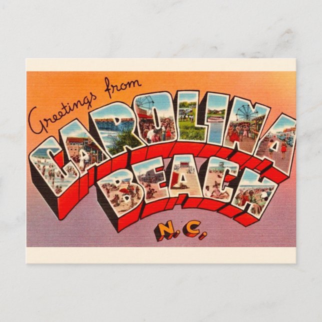 Tarjeta Postal Antigua de Carolina Beach (Anverso)