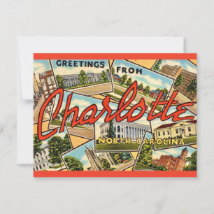 Tarjeta postal antigua de Charlotte NC