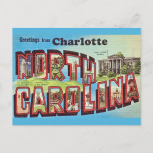 Tarjeta postal antigua de Charlotte NC