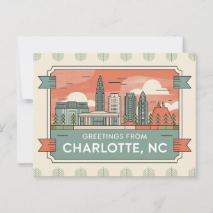 Tarjeta postal antigua de Charlotte Saludos desd