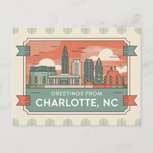 Tarjeta postal antigua de Charlotte | Saludos desd (Anverso)