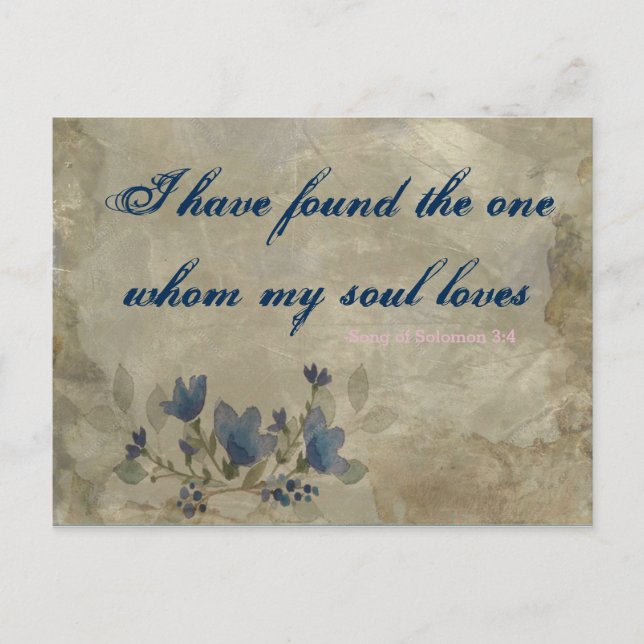 Tarjeta postal antigua de color azul marino y rosa (Anverso)