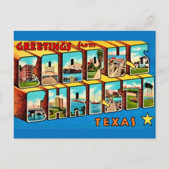 Tarjeta postal antigua de Corpus Christy TX (Anverso)