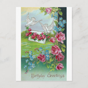 Tarjeta postal antigua de cumpleaños