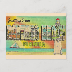 Tarjeta postal antigua de Daytona Beach