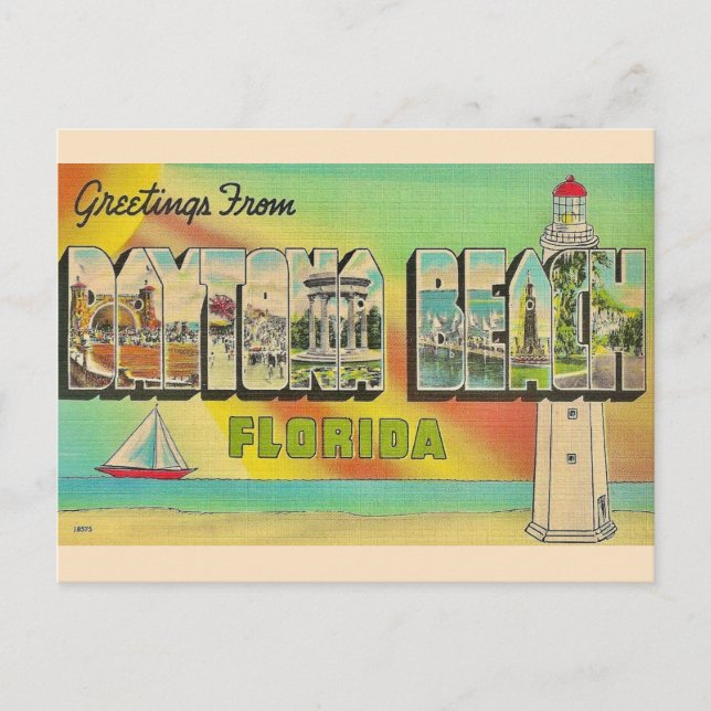 Tarjeta postal antigua de Daytona Beach (Anverso)
