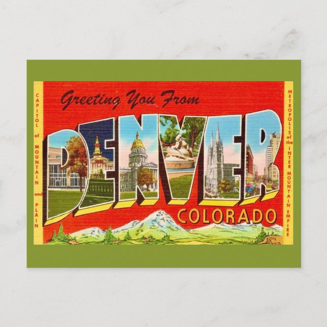 Tarjeta postal antigua de Denver Colorado (Anverso)
