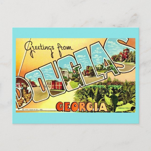 Tarjeta postal antigua de Douglas Georgia (Anverso)