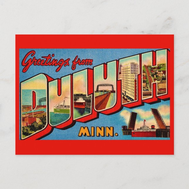 Tarjeta postal antigua de Duluth MI (Anverso)
