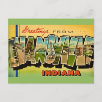 Tarjeta postal antigua de Evansville Indiana