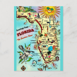 Tarjeta postal antigua de Florida con borde