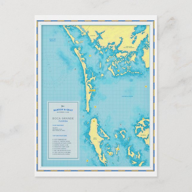 Tarjeta postal antigua de Florida - Marina Boca Gr (Anverso)
