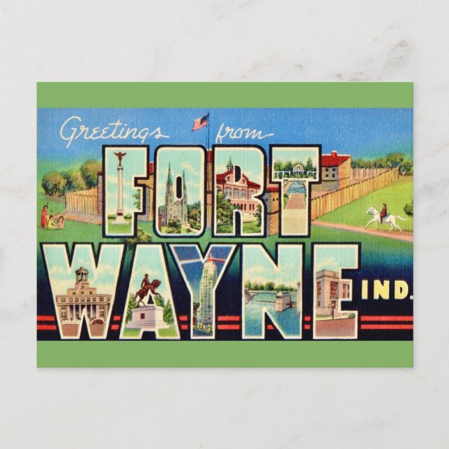 Tarjeta postal antigua de Fort Wayne IN (Anverso)