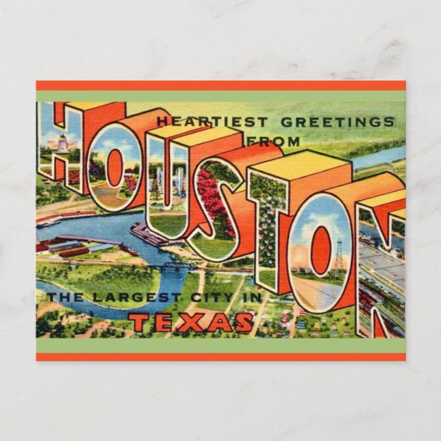 Tarjeta postal antigua de Houston Texas (Anverso)