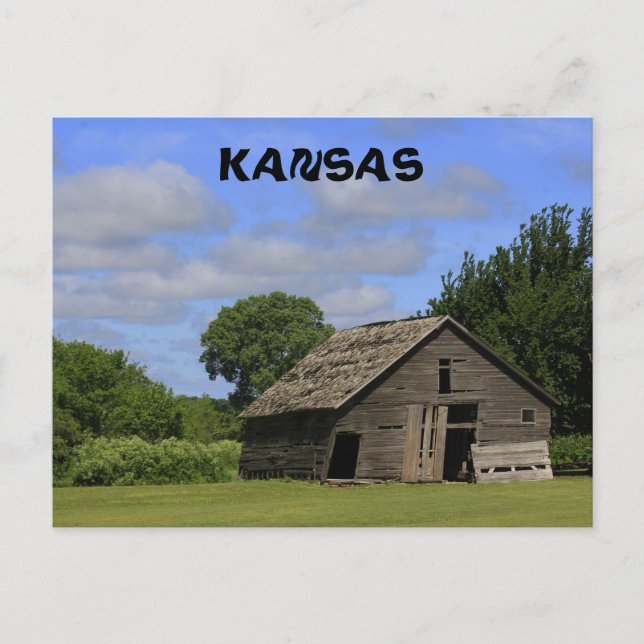 Tarjeta postal antigua de Kansas Country (Anverso)