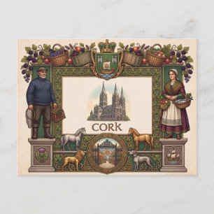 Tarjeta postal antigua de la ciudad de Cork Irland