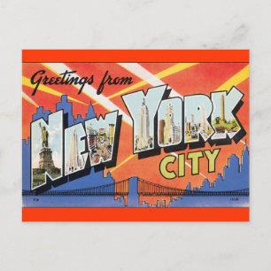 Tarjeta postal antigua de la ciudad de Nueva York