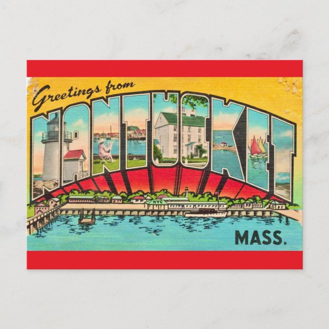 Tarjeta postal antigua de la isla Nantucket (Anverso)
