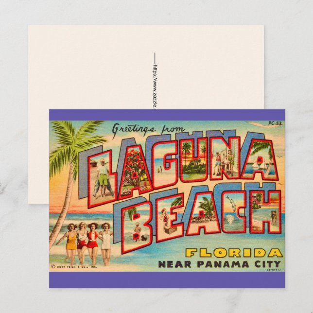 Tarjeta postal antigua de Laguna Beach FL (Anverso / Reverso)