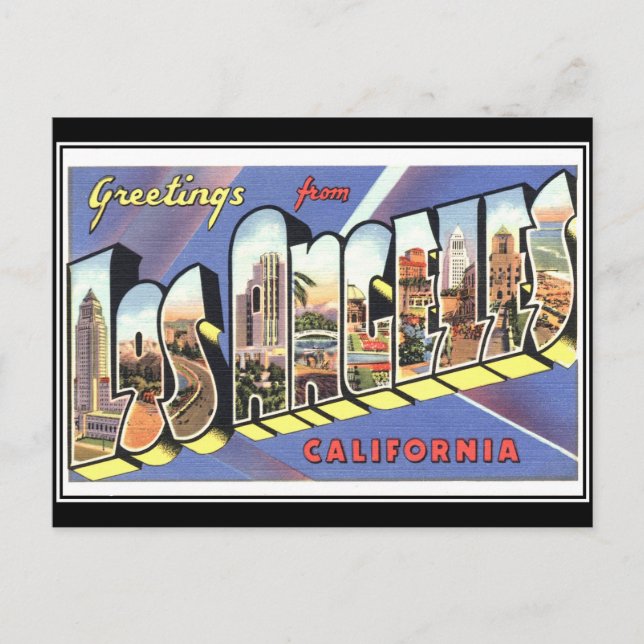 Tarjeta postal antigua de Los Ángeles (Anverso)