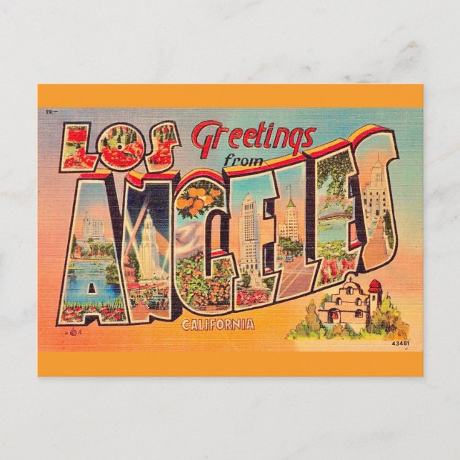 Tarjeta postal antigua de Los Ángeles (Anverso)