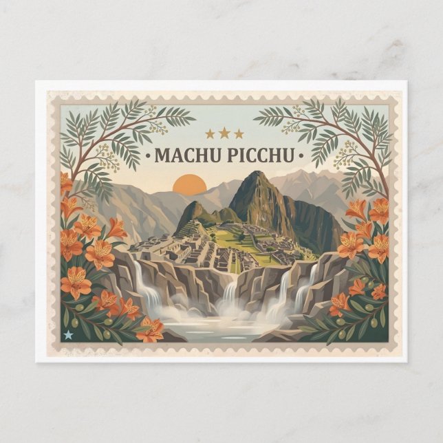 Tarjeta postal antigua de Machu Picchu Perú (Anverso)