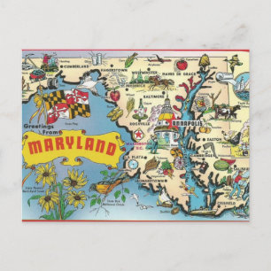 Tarjeta postal antigua de Maryland