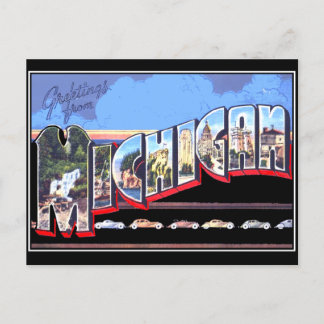 Tarjeta postal antigua de Michigan