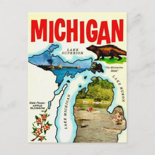 Tarjeta postal antigua de Michigan State