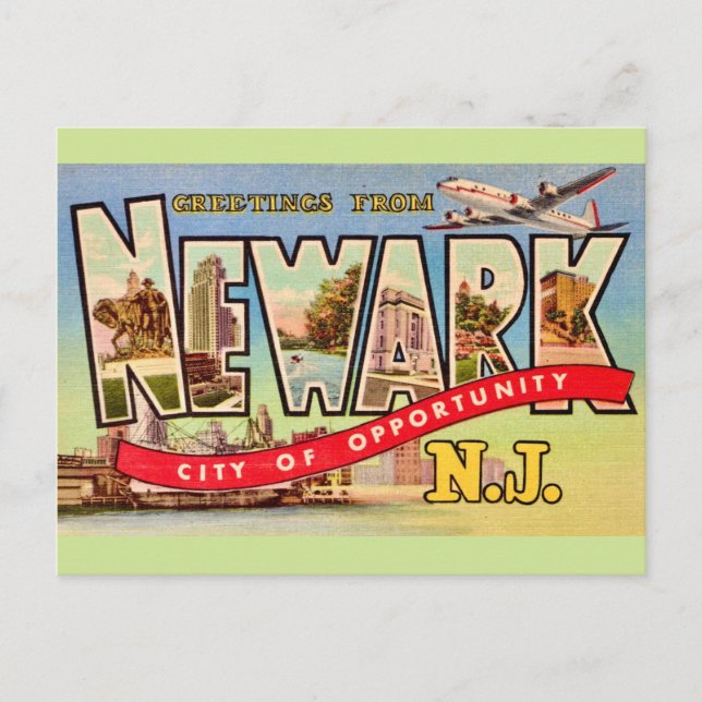 Tarjeta postal antigua de Newark NJ (Anverso)