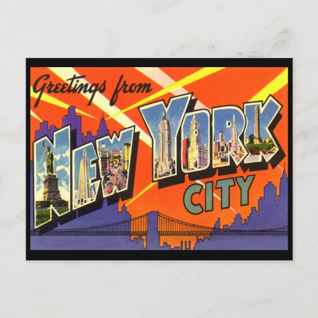 Tarjeta postal antigua de Nueva York (Anverso)