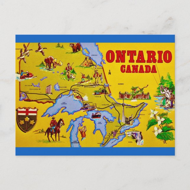 Tarjeta postal antigua de Ontario Canadá (Anverso)