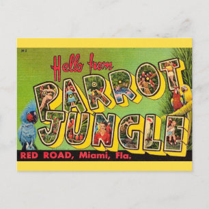 Tarjeta postal antigua de Parrot Jungle Miami