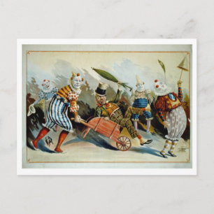 Tarjeta postal antigua de payasos