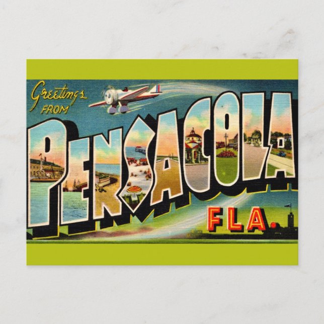 Tarjeta postal antigua de Pensacola Florida  (Anverso)