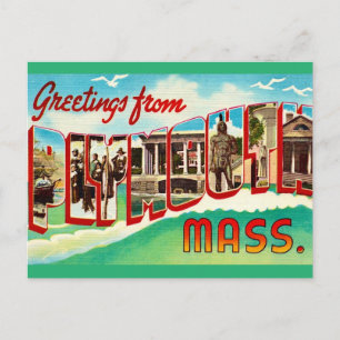 Tarjeta postal antigua de Plymouth MA