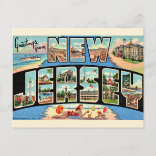 Tarjeta postal antigua de saludos de Nueva Jersey