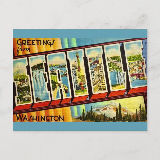 Tarjeta postal antigua de Seattle WA (Anverso)