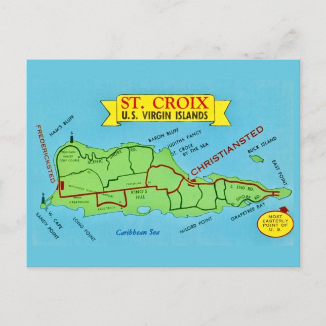 Tarjeta postal antigua de St Croix (Anverso)