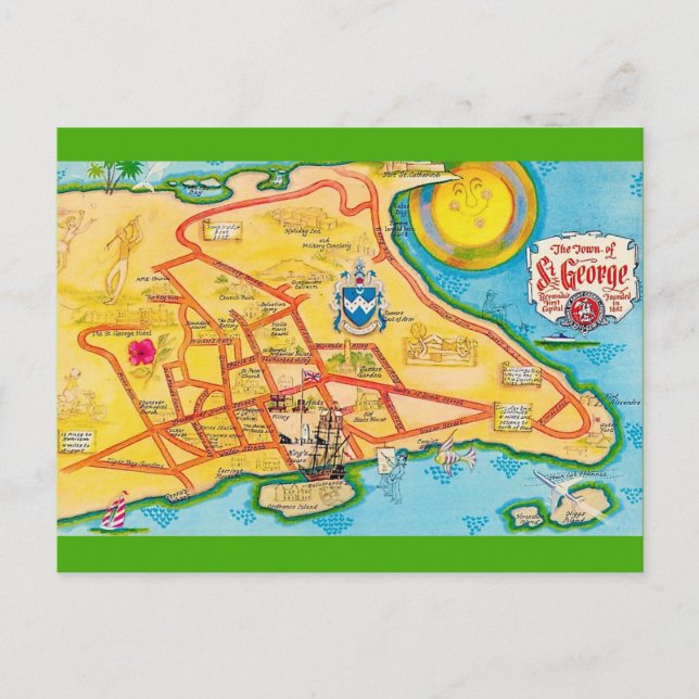 Tarjeta postal antigua de St George Bermudas (Anverso)