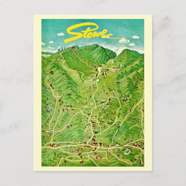 Tarjeta postal antigua de Stowe Vermont (Anverso)