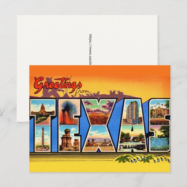 Tarjeta postal antigua de Texas (Anverso / Reverso)