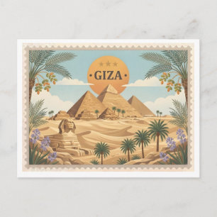 Tarjeta postal antigua de viaje a Giza Egipto