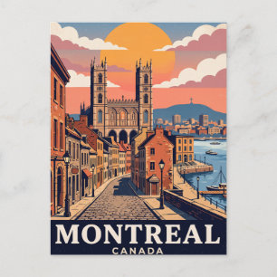 Tarjeta Postal Antigua de Viaje Montreal Canadá