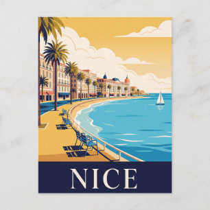 Tarjeta postal antigua de viaje Niza