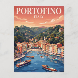 Tarjeta Postal Antigua de Viajes Portofino Italia